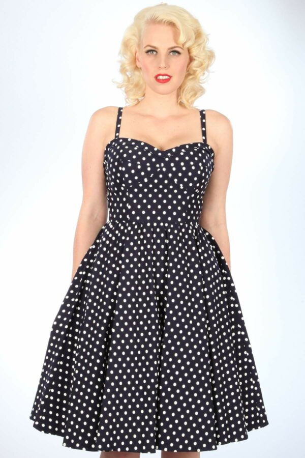 Stop Staring! Summertime Dress Navy With White Dots