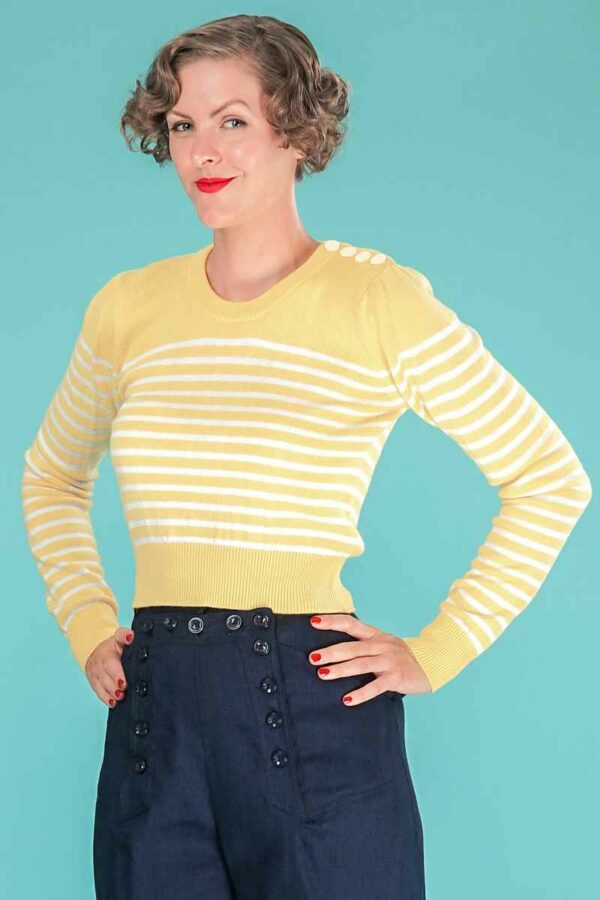 Emmy The Breton Stripe Sweater Mellow Yellow Cream