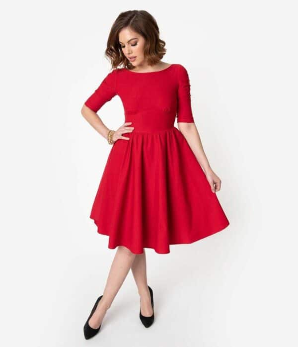 Stop Staring! October Swing Dress Red