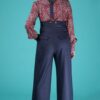 Emmy The Miss Fancy Pants Slacks Navy Pinstripe Tweed