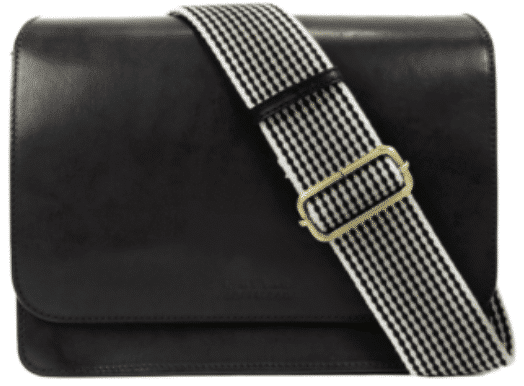 O MY BAG Audrey Black Classic Leather Checkered Strap