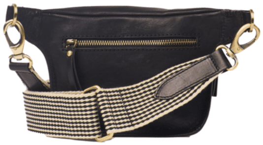 O MY BAG Beck's Bum Bag Black Stromboli Leather Checkered Strap