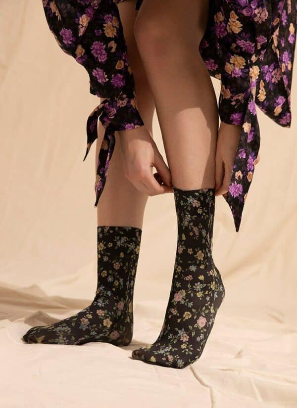Swedish Stockings Ada Flower Socks Black Multi