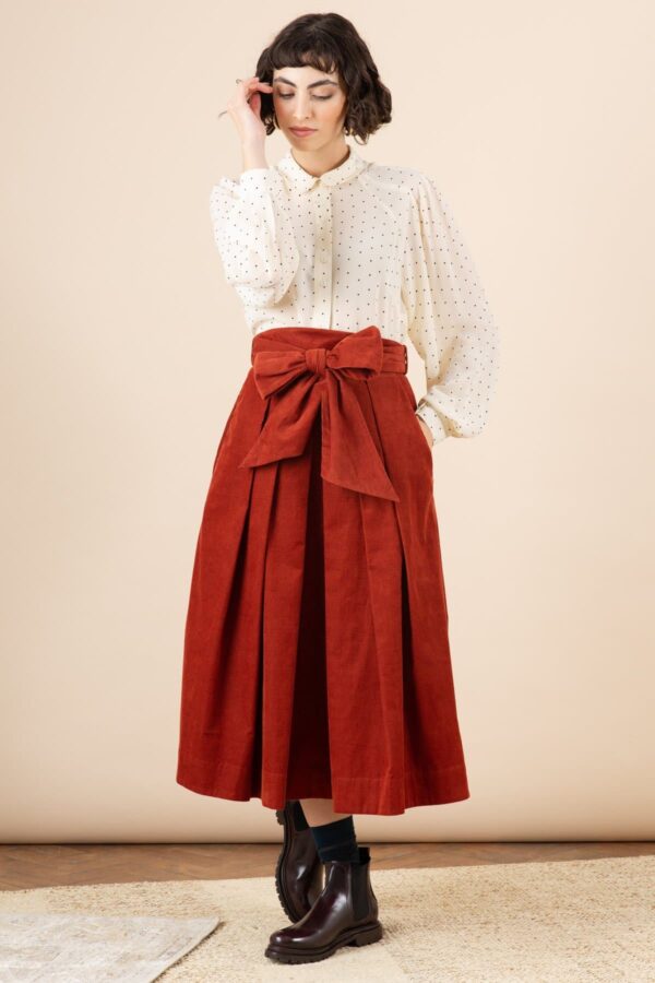 EMILYANDFIN Jemima Rust Needlecord Skirt