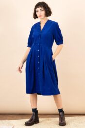 EMILYANDFIN Stella Lapis Blue Needlecord Shirt Dress