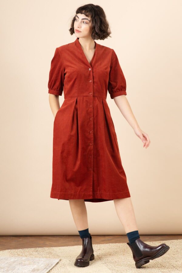 EMILYANDFIN Stella Rust Needlecord Shirt Dress