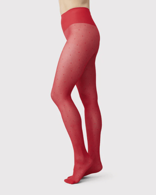 Swedish Stockings Doris Dots Tights Red