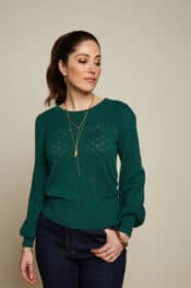 King Louie Bella Bell Sleeve Top Heart Ajour Dragonfly Green